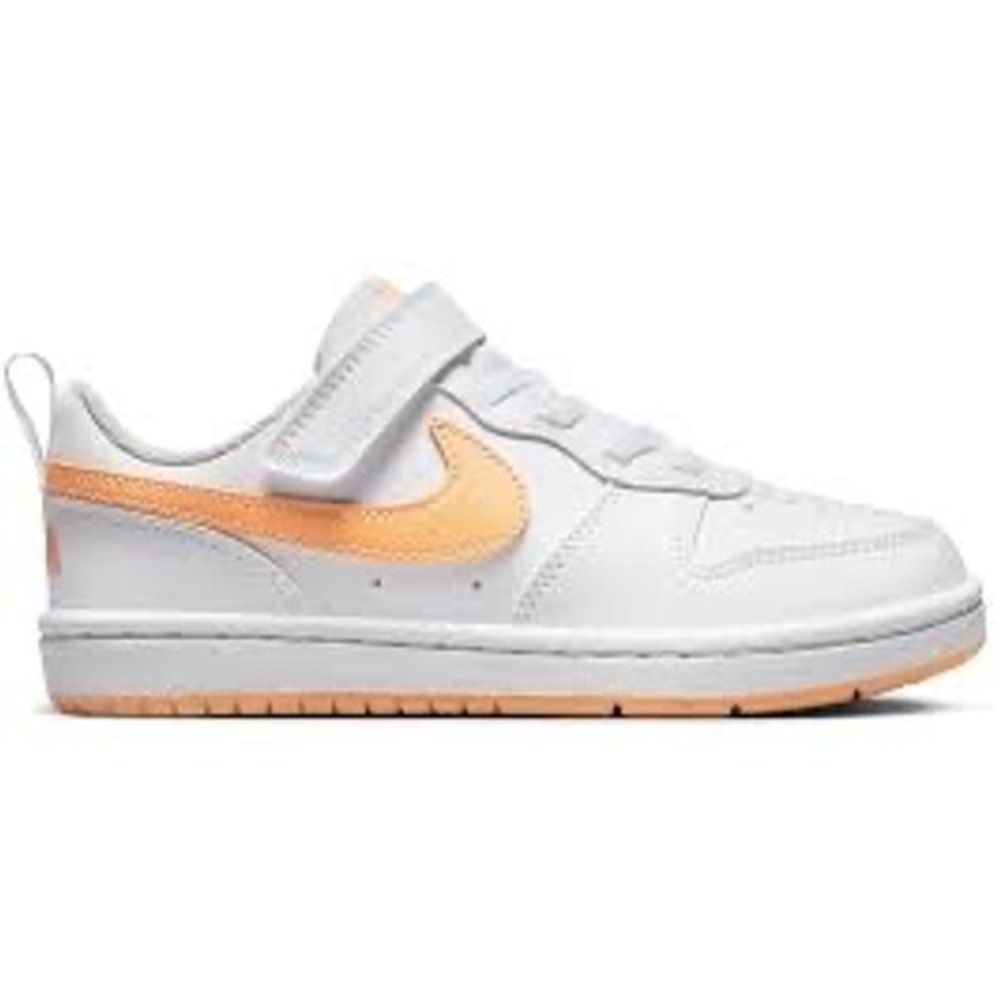 Nike Court Borough Low 2 White Orange Kids‎ Sneakers DV5458-101 Size 10C